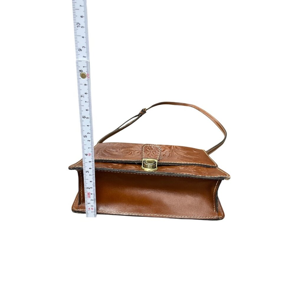 Patricia Nash Womans Brown Vintage Tooled Leather Crossbody Adjustable Shoulder - Picture 6 of 15